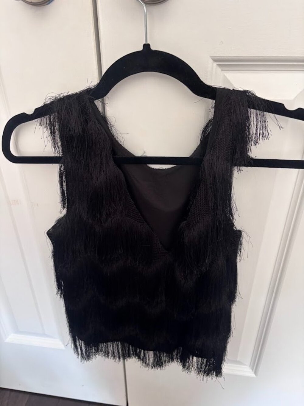 BCBG Maxazria Fringe Black Top